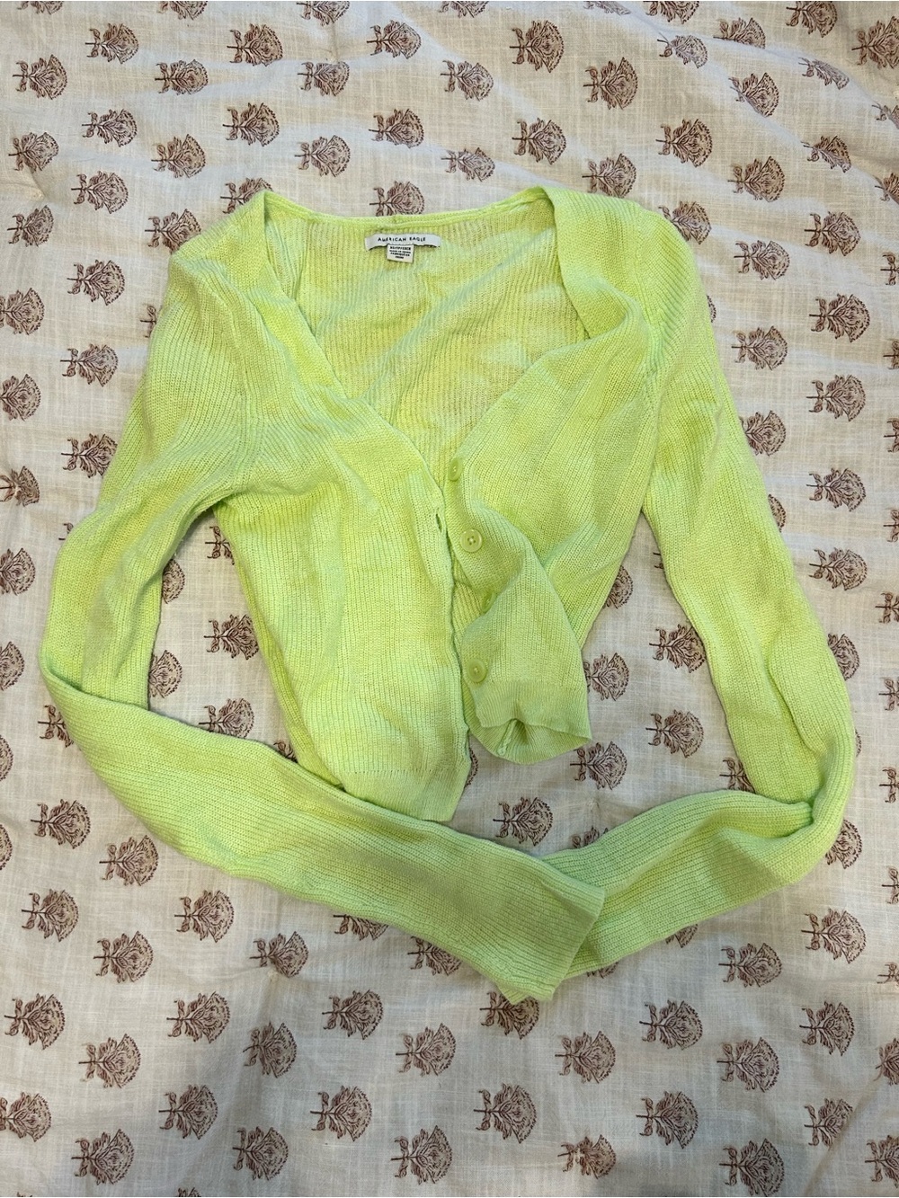 American Eagle Outfitters Lime Green Lightweight Button Cardigan
